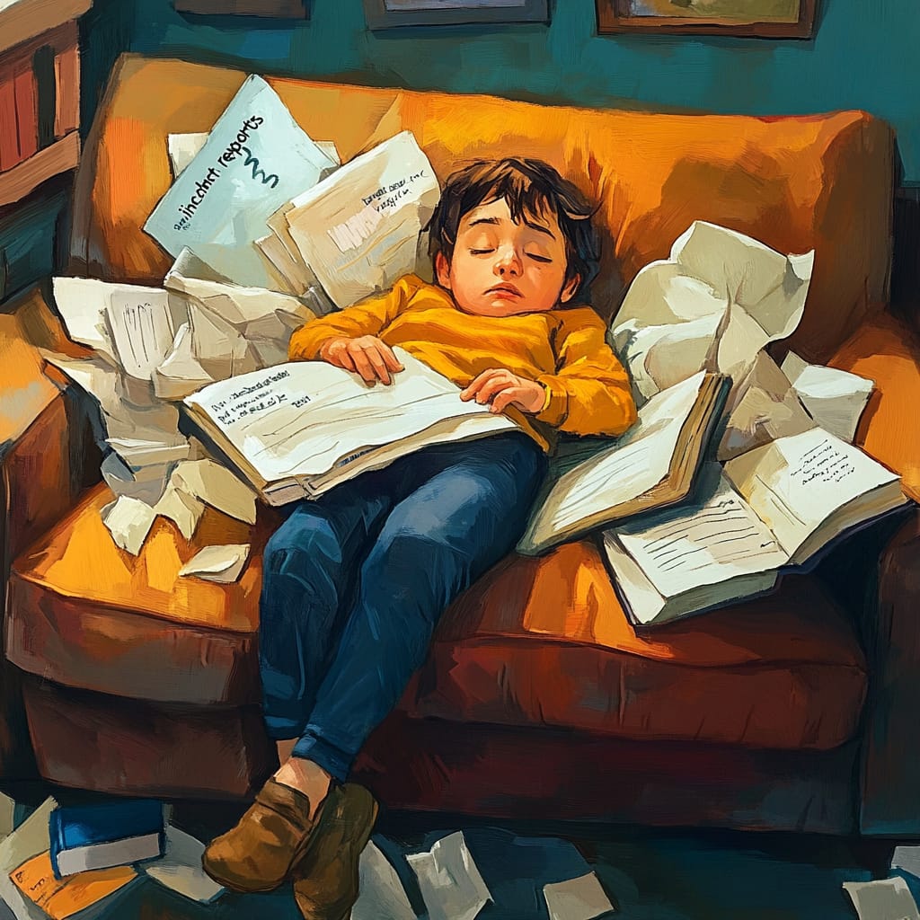 A toddler fallen asleep on the couch after a toddler biting others crisis