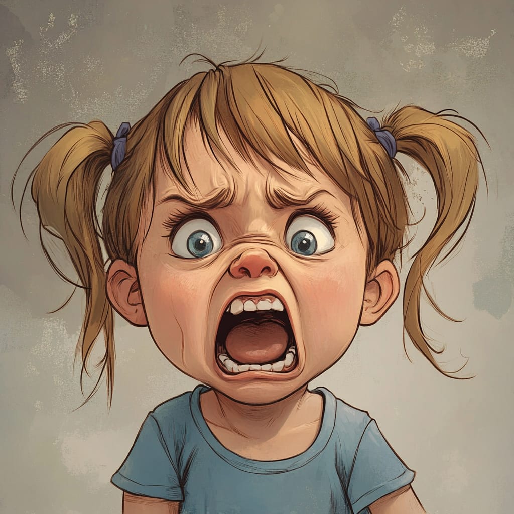 A toddler, full power meltdown about wanting two ponytails, not one just before leaving for day-care drop off