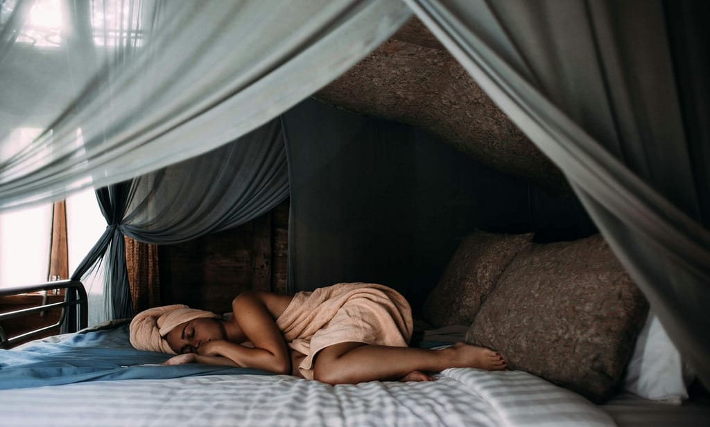 A woman enjoying she has learned how to lucid dream