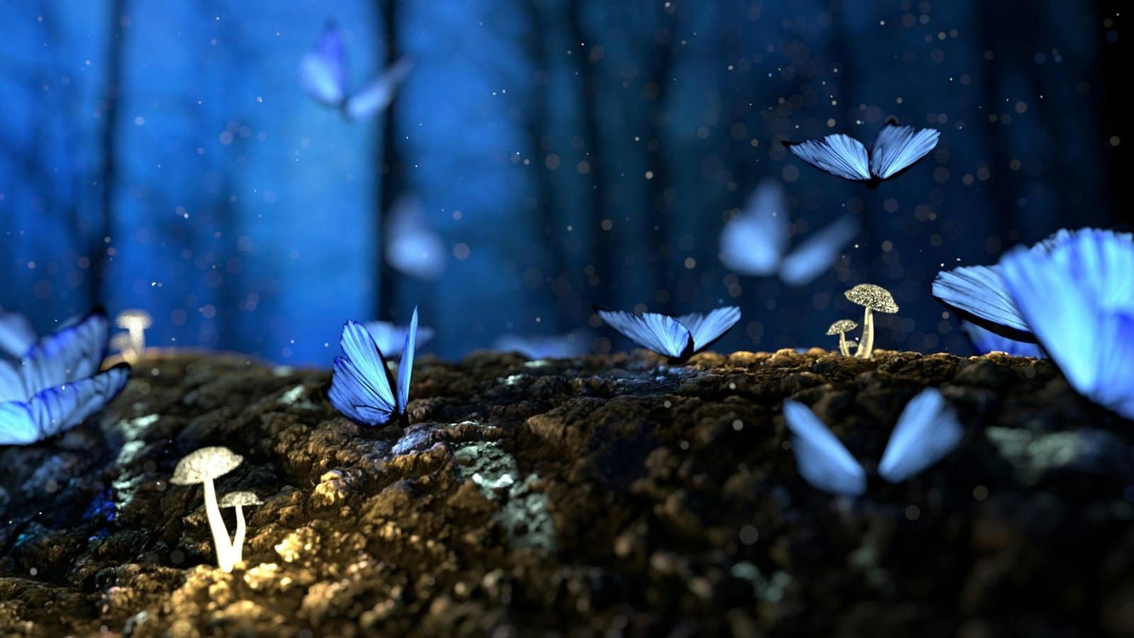 A magical field with butterflies and mushrooms - a part of a dream