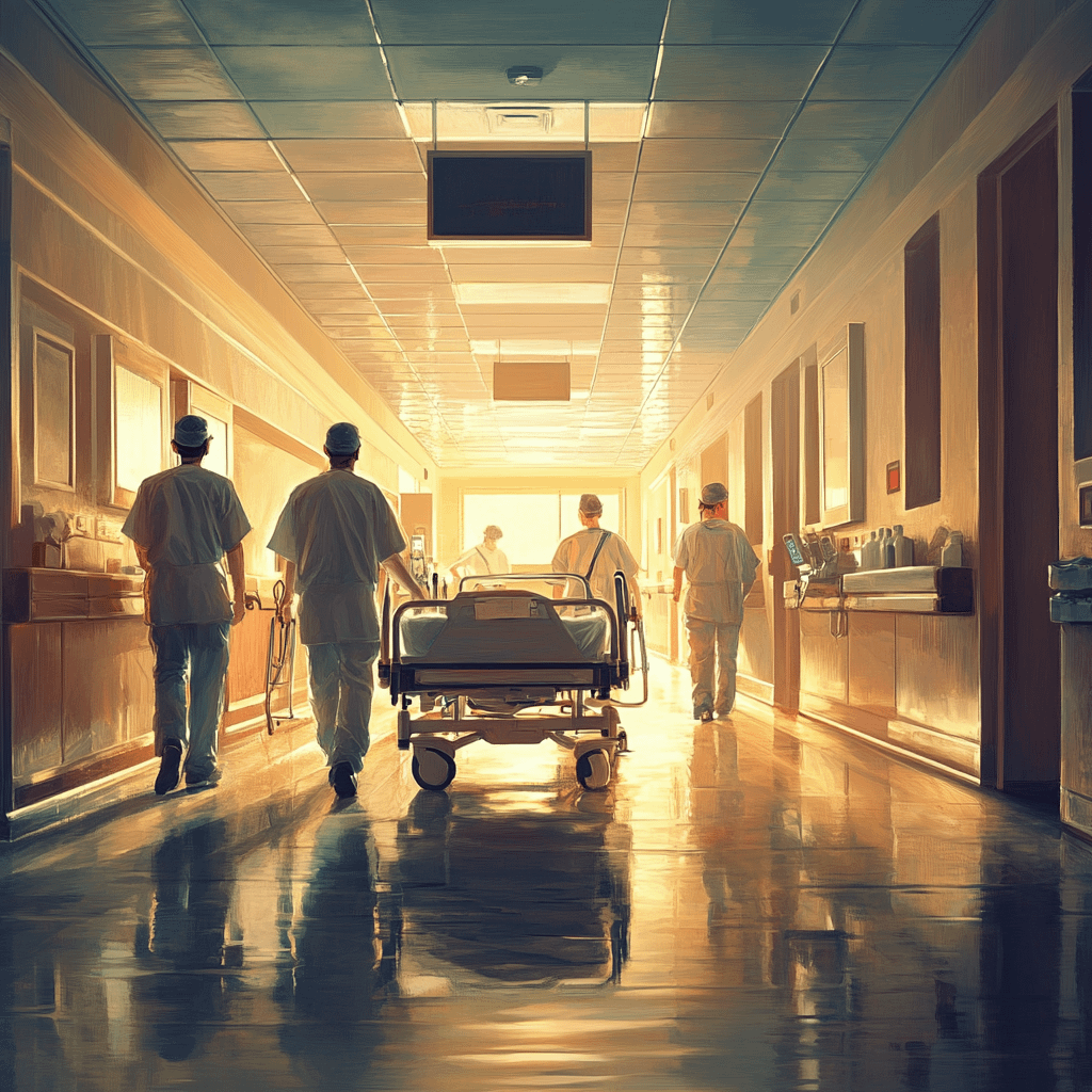 Hospital ward hallway at the end of night shift representing the satisfaction from the well done job even tackling how to survive night shift