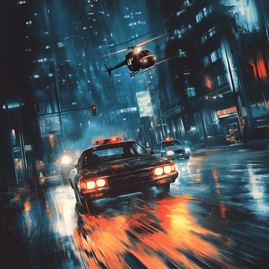 Police squad chasing doctor being on call hurrying to the hospital