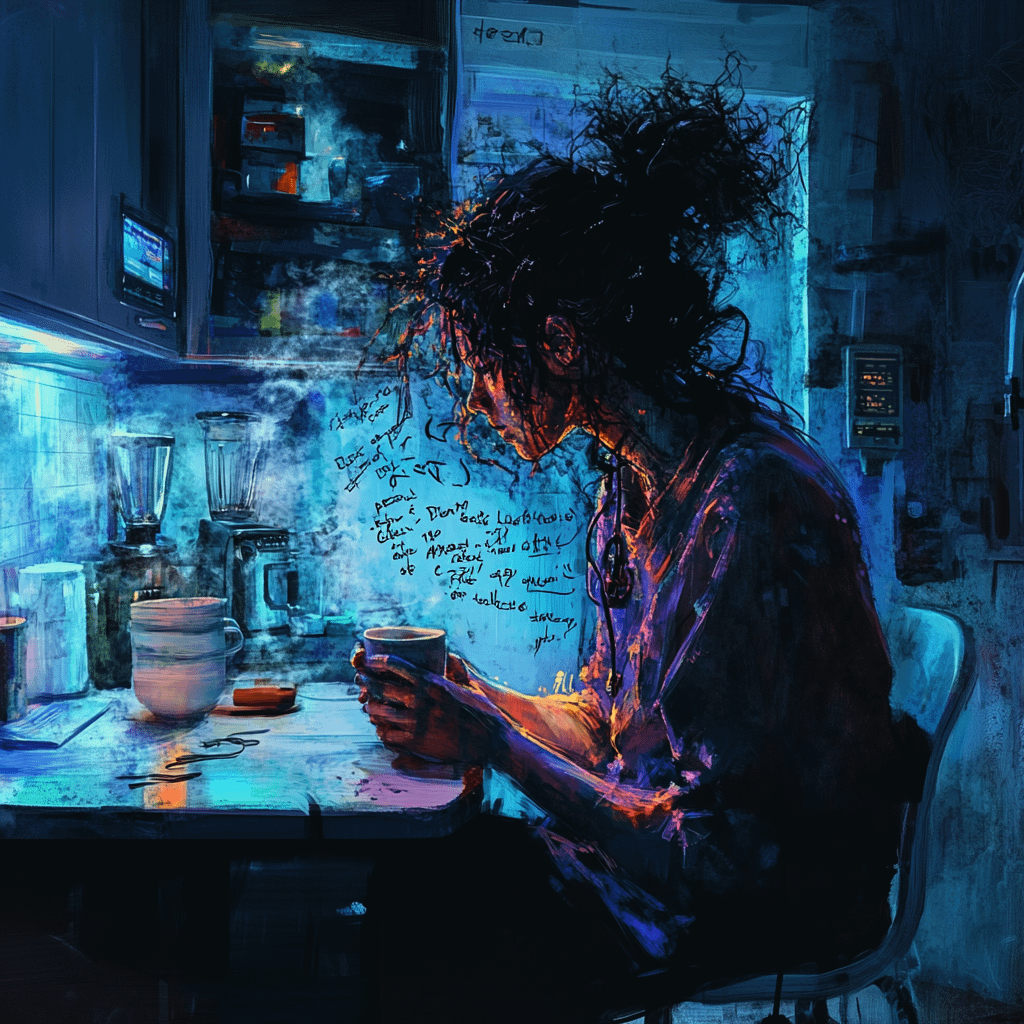 exhausted healthcare worker overthinking at night