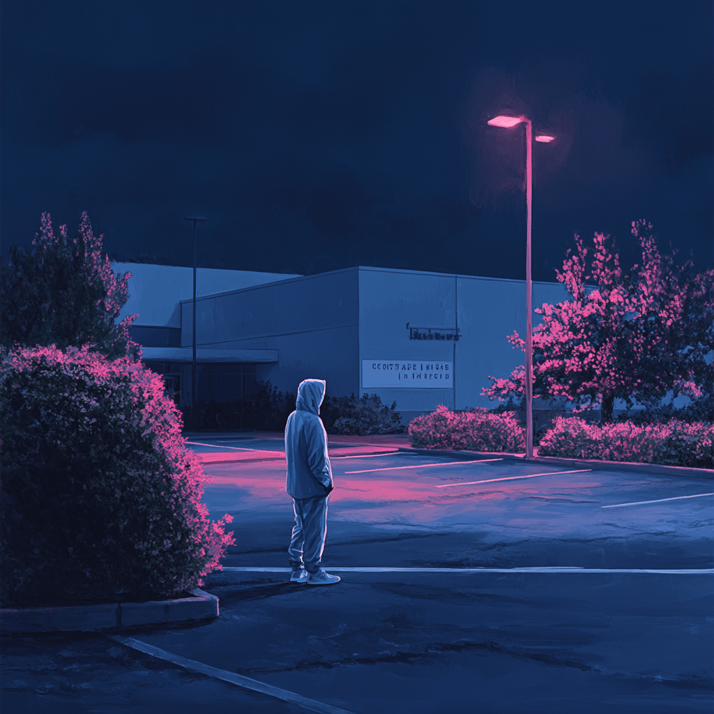 overtired and overthinking person walking in the night