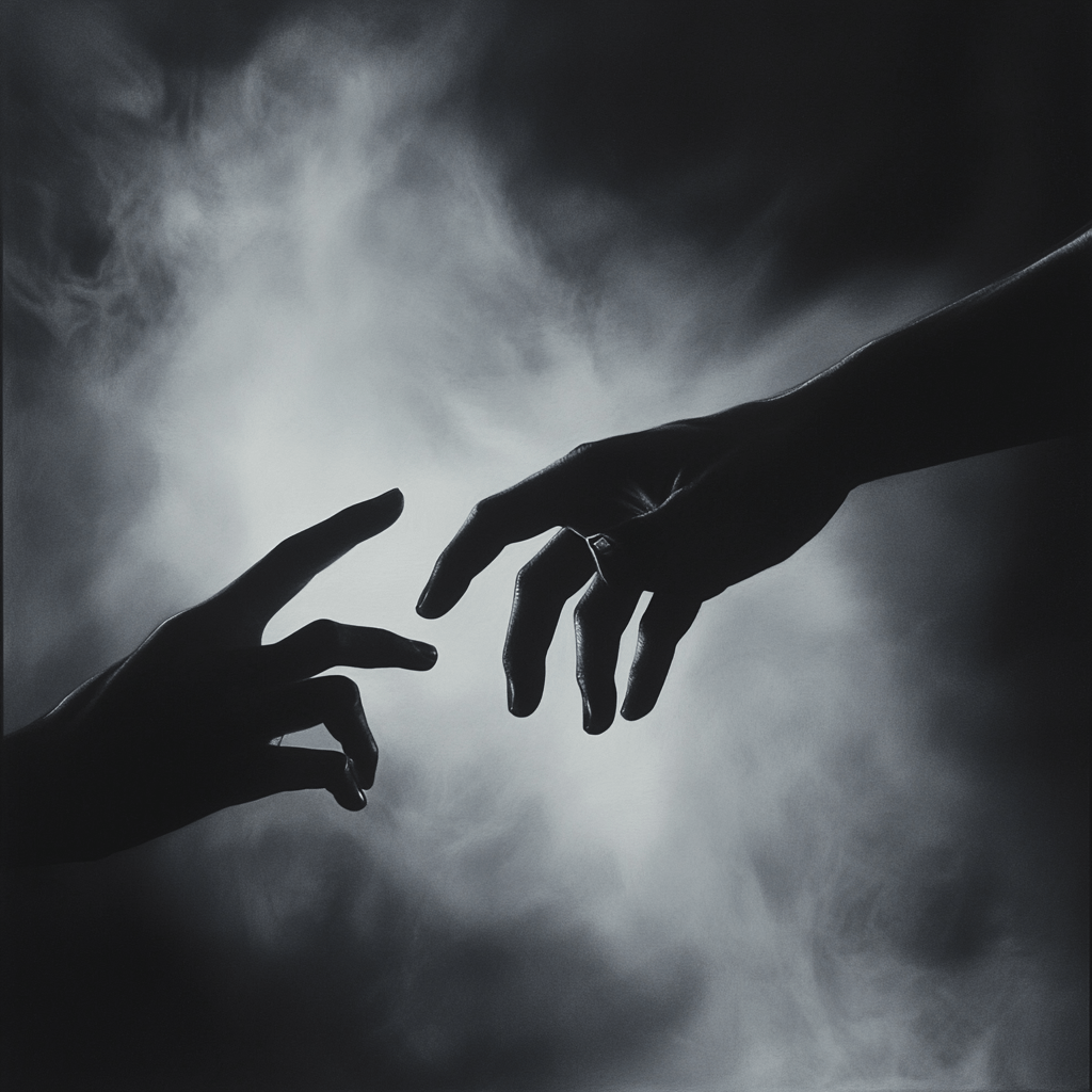 Lovers almost touching hands but can't because of duty in healthcare