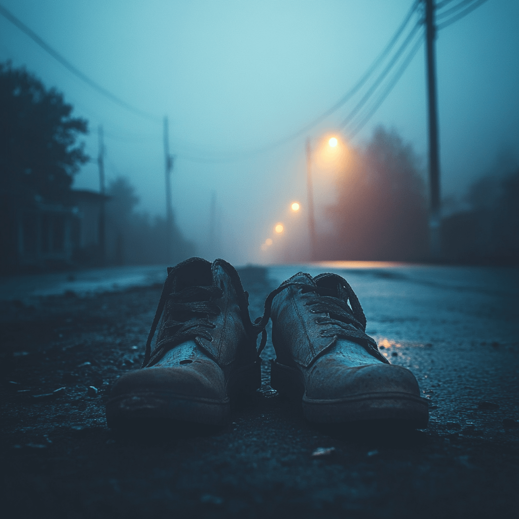 an old pair of worn shoes as a symbol of the ones we lost who didn't wait for us