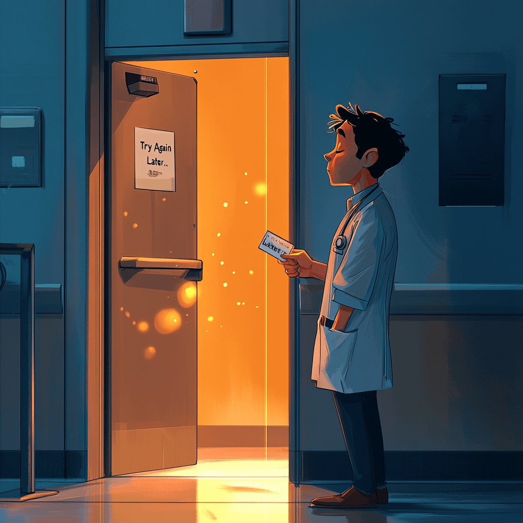 a doctor finally thought of knocking on the or door in order to enter it. typical medical horror stories.