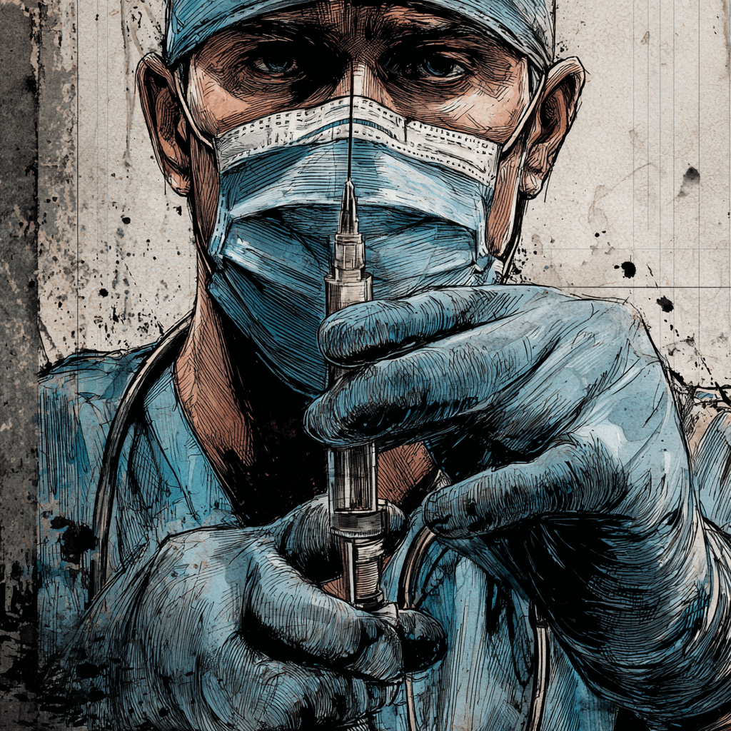 What is anesthesiology? A doctor holding a syringe.