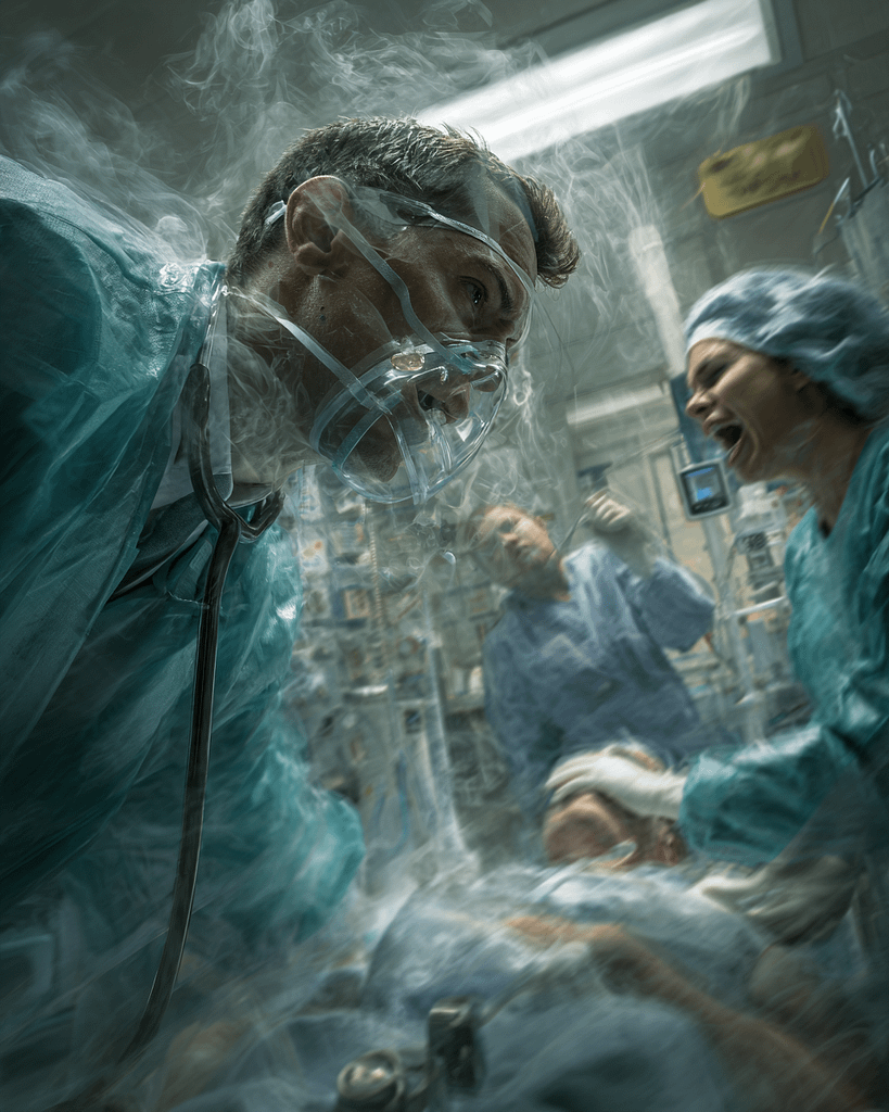 Emergency airway obstruction piece extraction, ready for crash intubation