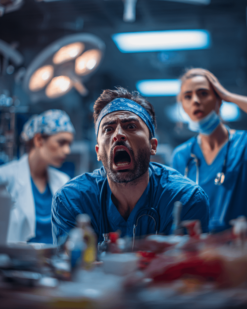 Panicking medical team.