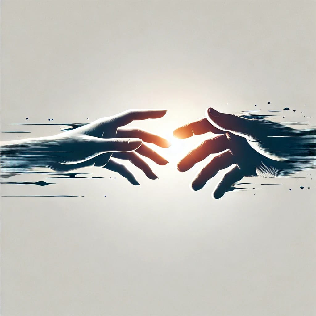 a hand reaching out to each other as a symbol of the let them theory psychology